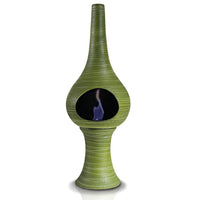 Camino a Bioetanolo da Pavimento in Ceramica 35x95 cm Ferazzoli Flute Verde Millerighe