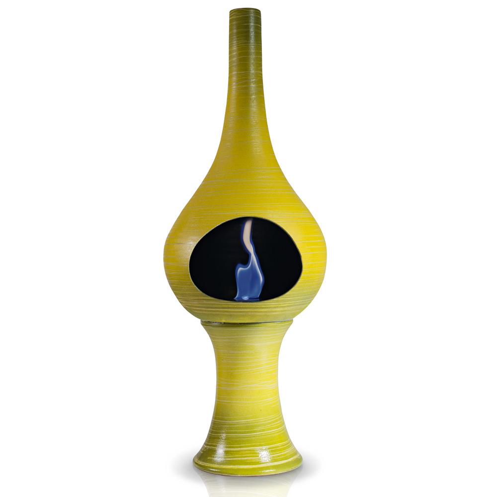 Camino a Bioetanolo da Pavimento in Ceramica 35x95 cm Ferazzoli Flute Giallo Millerighe