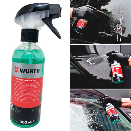 Pulitore vetri cristalli Detergente Spray Specchietti Parabrezza Auto 400 ml Wurth