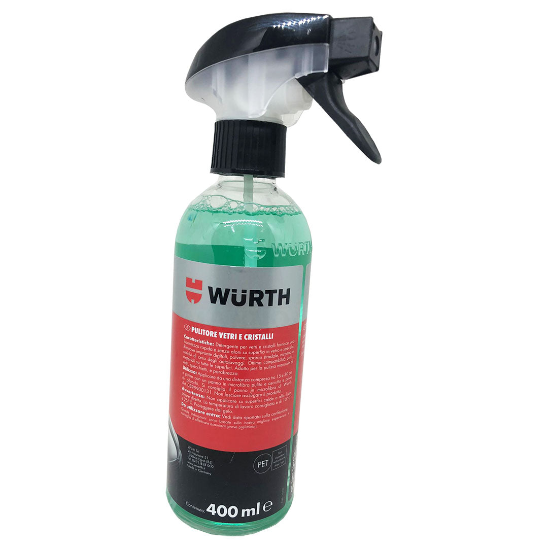 Pulitore vetri cristalli Detergente Spray Specchietti Parabrezza Auto 400 ml Wurth