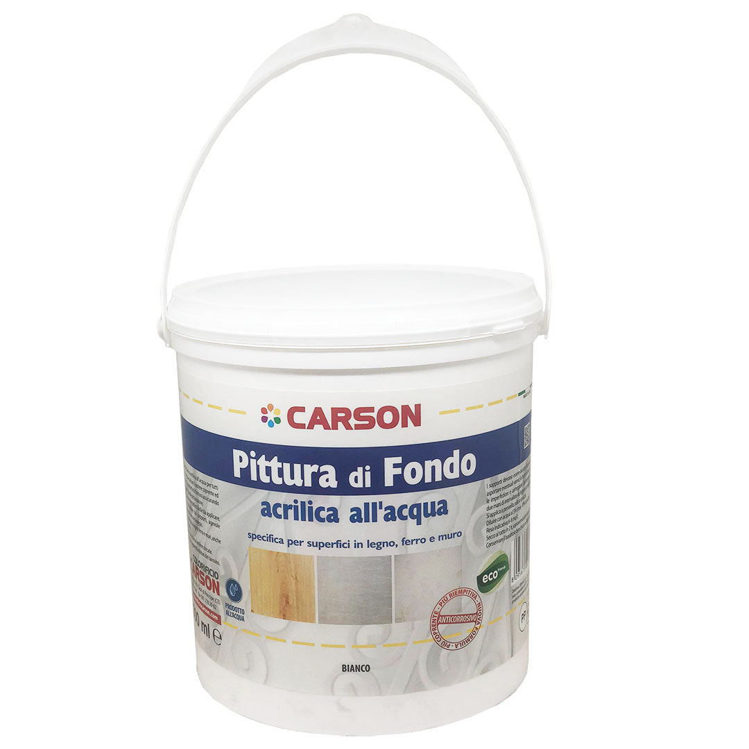 Carson PRIMER PITTURA DI FONDO acrilica all'acqua Per Legno Ferro Muro BIANCO 2,5 lt