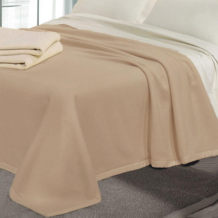 Coperta Pura Lana Cashmere Matrimoniale 290gr Cober Tasman Beige