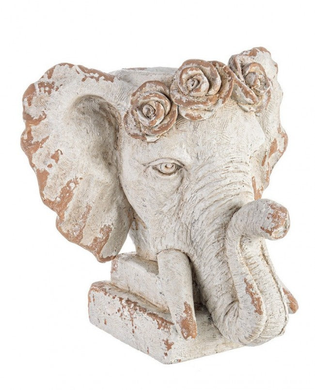 Vaso a Forma di Testa Elefante 48x38x43h cm Magnesia