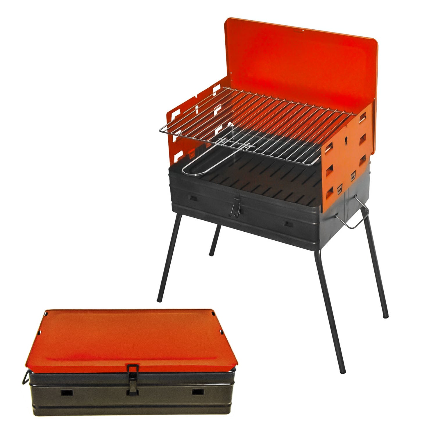 Pic-Nic - BBQ pieghevole a carbonella o legna con griglia da 40x30 cm