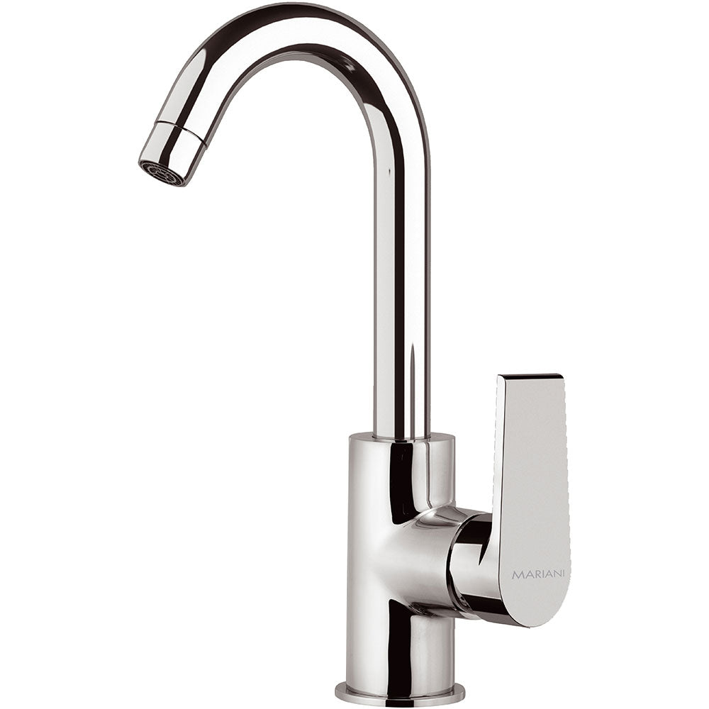 Rubinetto Miscelatore Monocomando Alto Girevole Lavabo in Ottone Mariani Artic Cromato