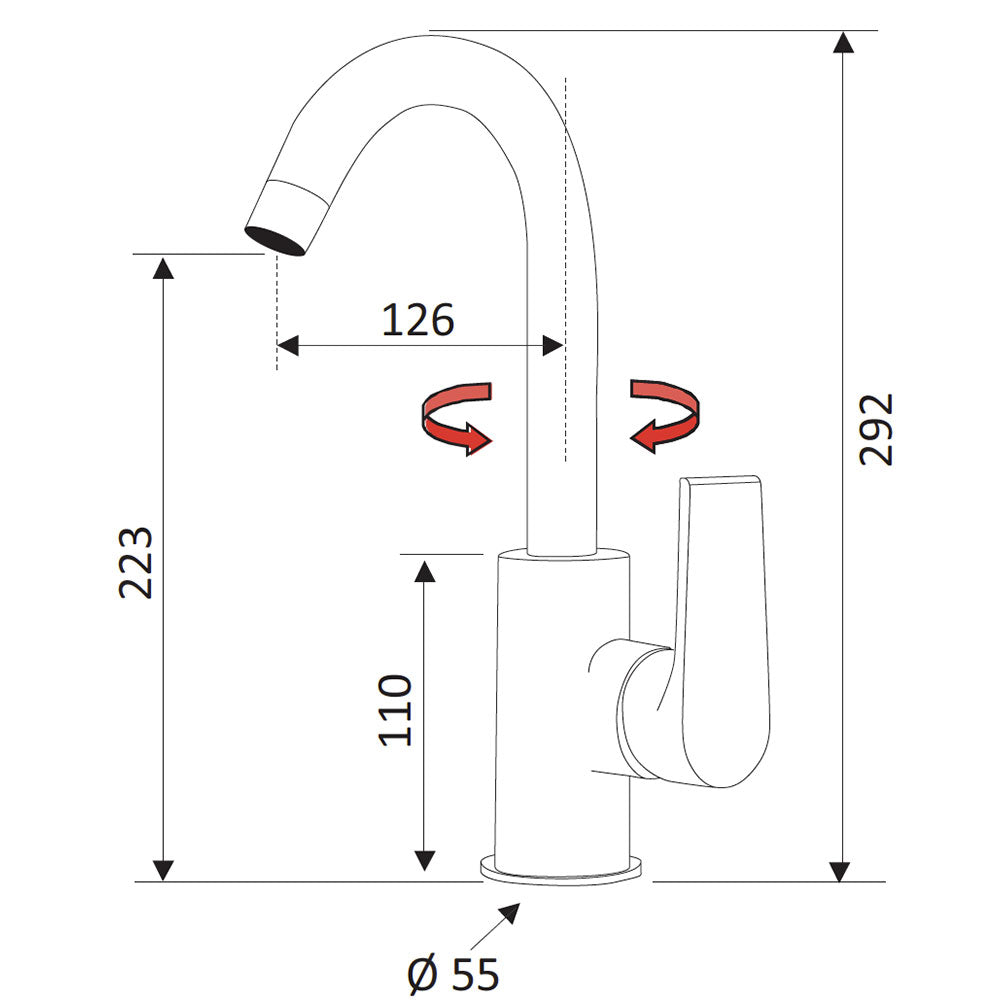 Rubinetto Miscelatore Monocomando Alto Girevole Lavabo in Ottone Mariani Artic Cromato