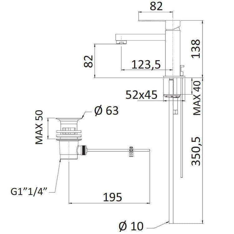 Rubinetto Miscelatore Monocomando Lavabo in Ottone Mariani Polar Cromato