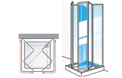 Box Doccia 3 lati a Scomparsa in Acrilico e Telaio in Alluminio Bianco - Misura: 72 x 92 x 72 x h185