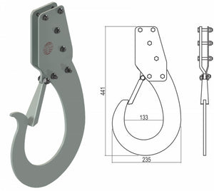 Gancio Di Sollevamento Ponteggiatori Zincato Per Carrucola Con Sistema Autobloccante Della Fune Portata 50 Kg 23X44 Cm-Csc