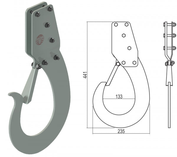 Gancio Di Sollevamento Ponteggiatori Zincato Per Carrucola Con Sistema Autobloccante Della Fune Portata 50 Kg 23X44 Cm-Csc