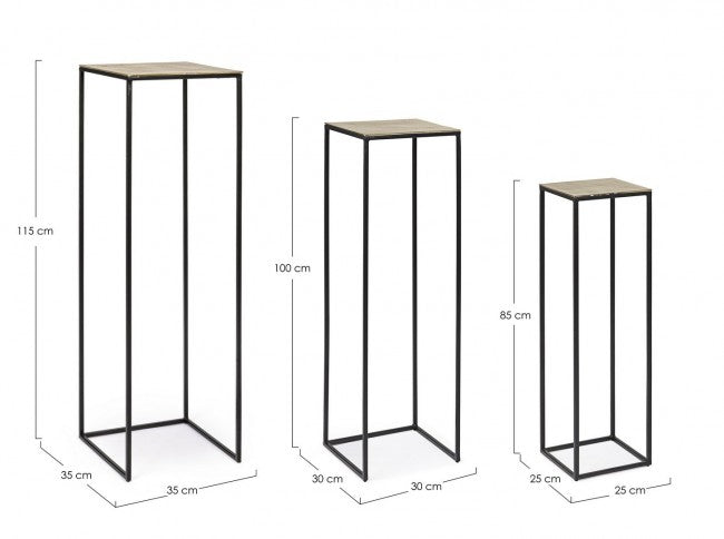 Set 3 Portapiante da Giardino Quadrate Amira