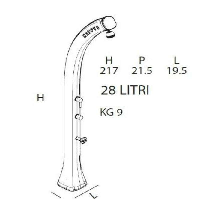 Doccia Solare Happy Five 28 Litri In Polietilene Colore Antracite Cv-F500/7016