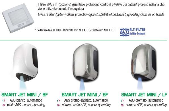 Asciugamani elettrico da parete - Smart Jet mini SF satinato