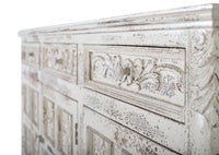 Credenza in legno di mango bianco finitura craquelée