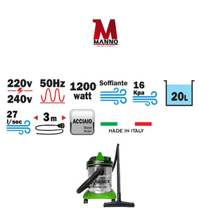 Bidone aspira tutto soffiatore 20 lt 1200 w - Ribimex Aspirix 20L PRASP20IT