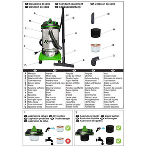 Bidone aspira tutto soffiatore 30 lt 1200 w - Ribimex ASPIRIX 30L PRASP30IT