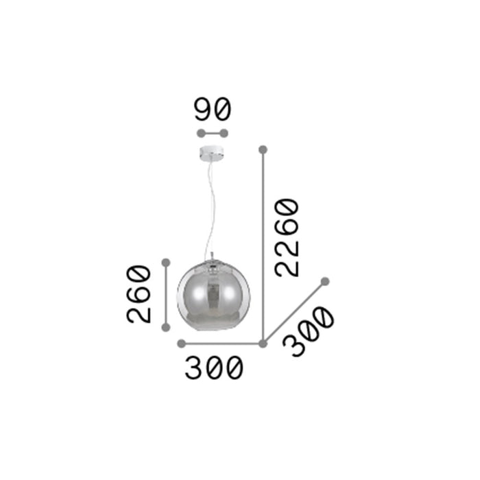 Sospensione Moderna Nemo Metallo Cromo Sfumato 1 Luce E27 D30Cm