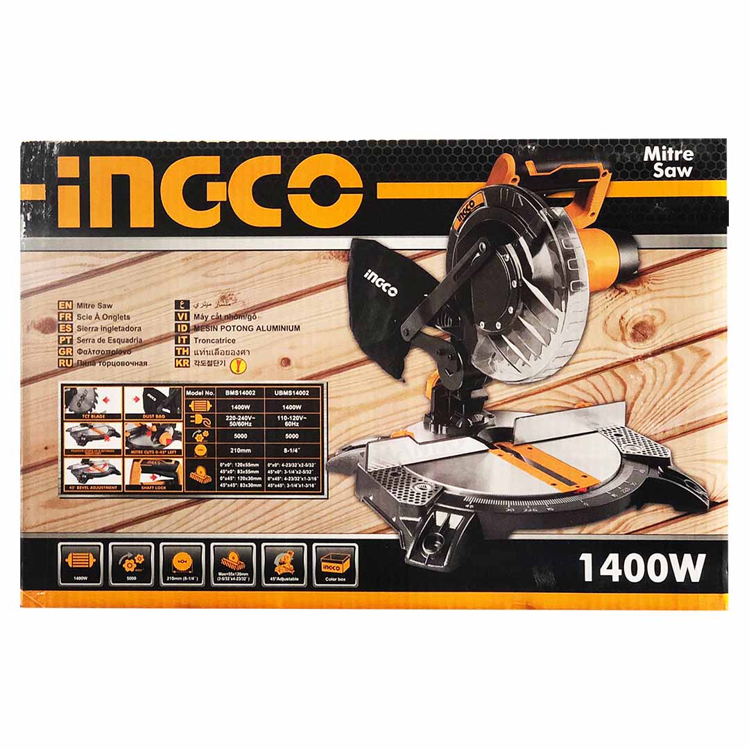 Troncatrice legno 1400 w disco 210 mm sega circolare tagli 45 ° - Ingco BMS14002