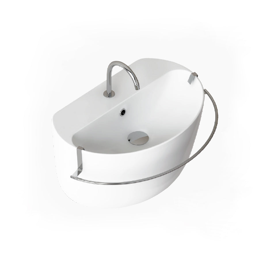 Lavabo per installazione a parete o appoggio linea Gran Mascalzone Domus Falerii cm 60x 40x33,5h completo di porta salviette