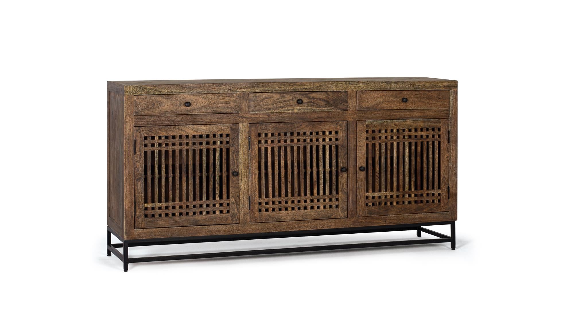 Credenza in legno di acacia e metallo