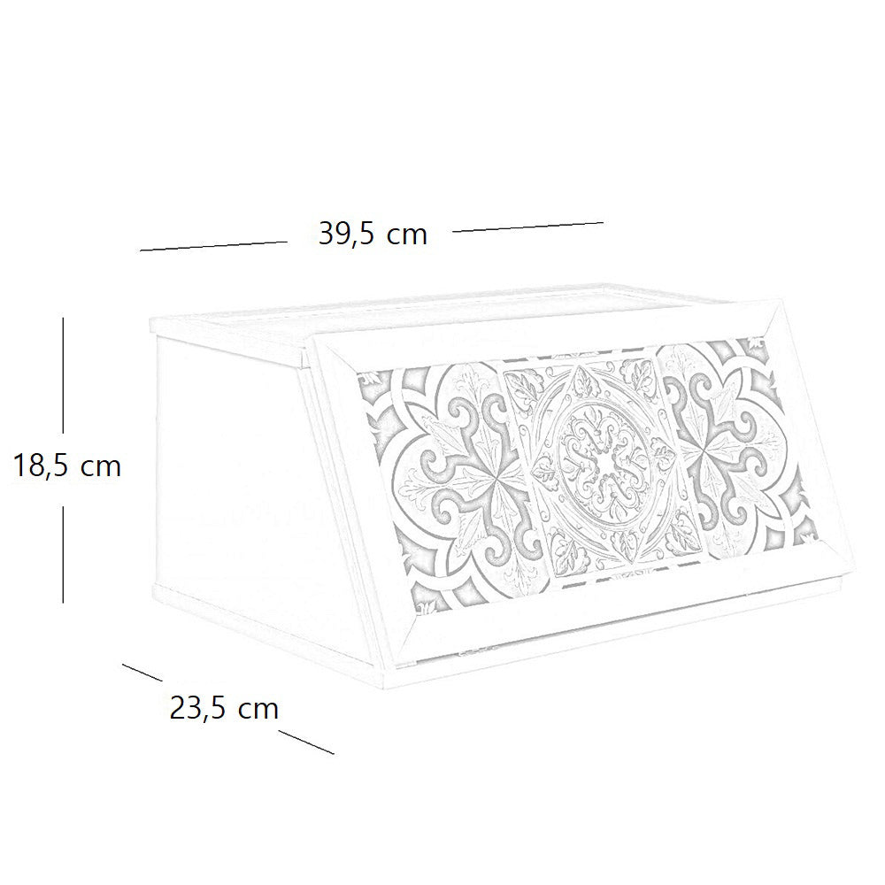 Cassetto contenitore legno tortora con decori portapane