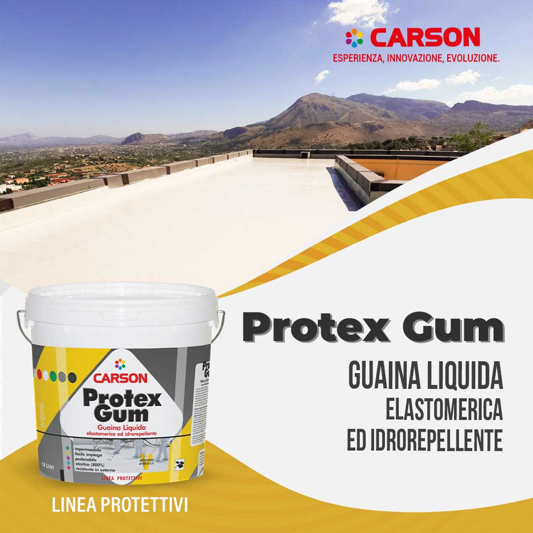 Guaina liquida impermeabilizzante elastomerica tetti terrazze Carson Protexgum Trasparente/1 lt