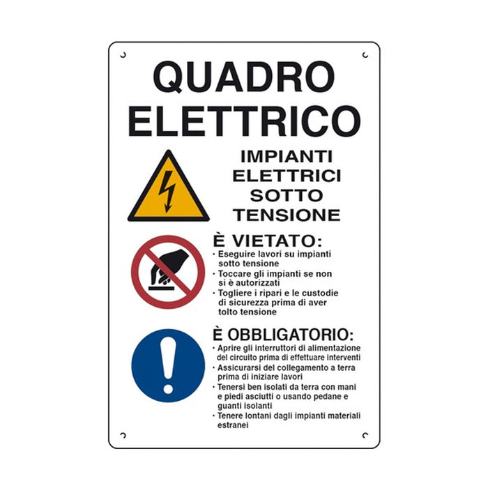 Cartello 'Quadro Elettrico-Impianti Elettrici Sotto Tensione' In Polionda 60X40Cm-16300250-D&B Verona