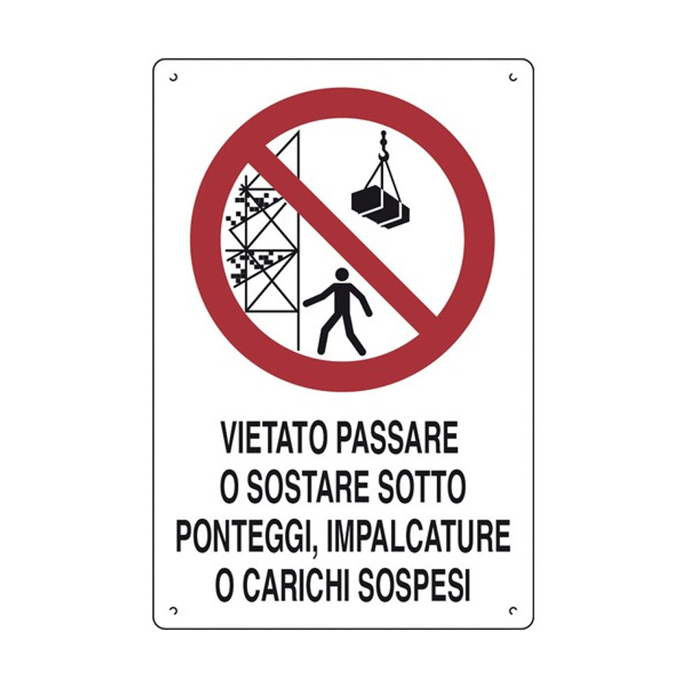 Cartello 'Vietato Passare O Sostare Sotto Ponteggi, Impalcature O Carichi Sospesi' In Polionda 60X40Cm-16302400-D&B Verona