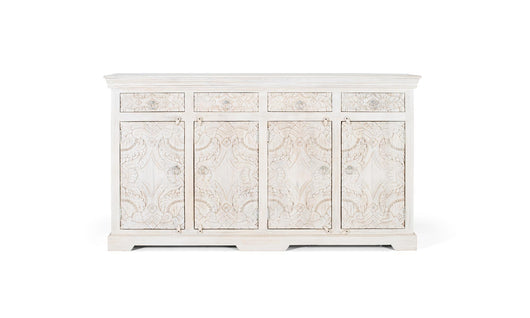 Credenza in massello di mango bianco invecchiato