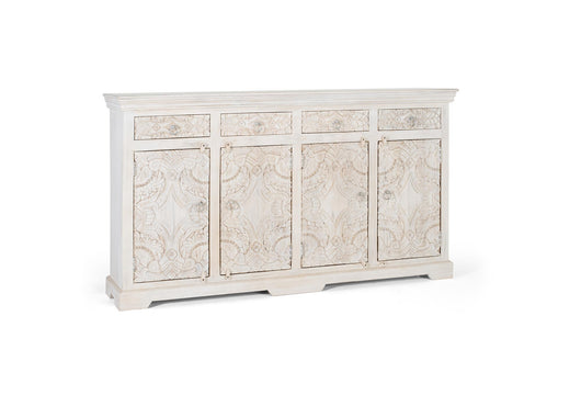 Credenza in massello di mango bianco invecchiato