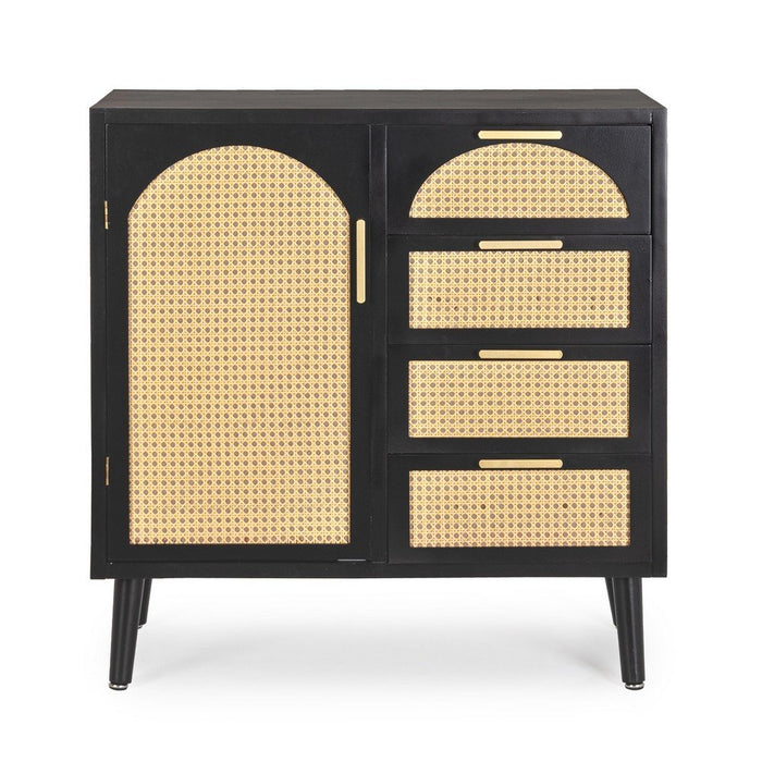 Credenza un'anta 4 cassetti nera ( Pezzi) - JOSIE