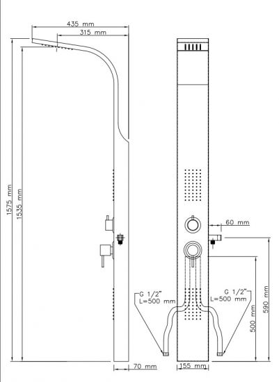 Colonna doccia multifunzione Metaform modello Loira - Acciaio Inox