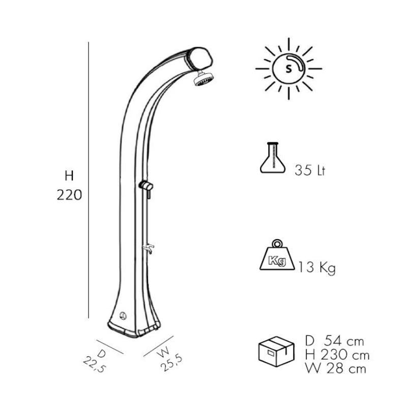 Doccia Solare In Polietilene  Happy Xl Con Lavapiedi Colore Verde Scuro Cv-H420/6016