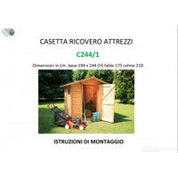 Casetta Ricovero Attrezzi da Giardino in Legno, Doghe Spessore 19 mm. Modello C244/1