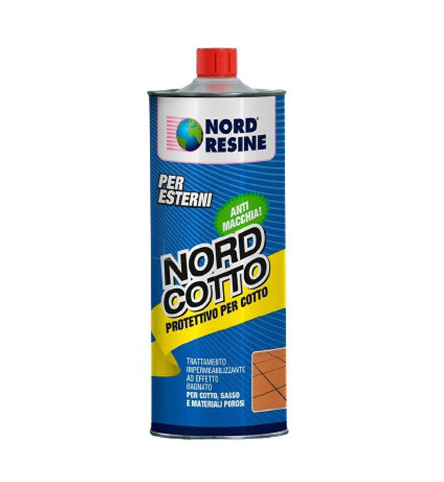 Nordcotto 1 Lt-Protettivo Impermeabilizzante Efffetto Bagnato Per Esterni In Cotto, Sasso E Materiali Porosi-Nordresine