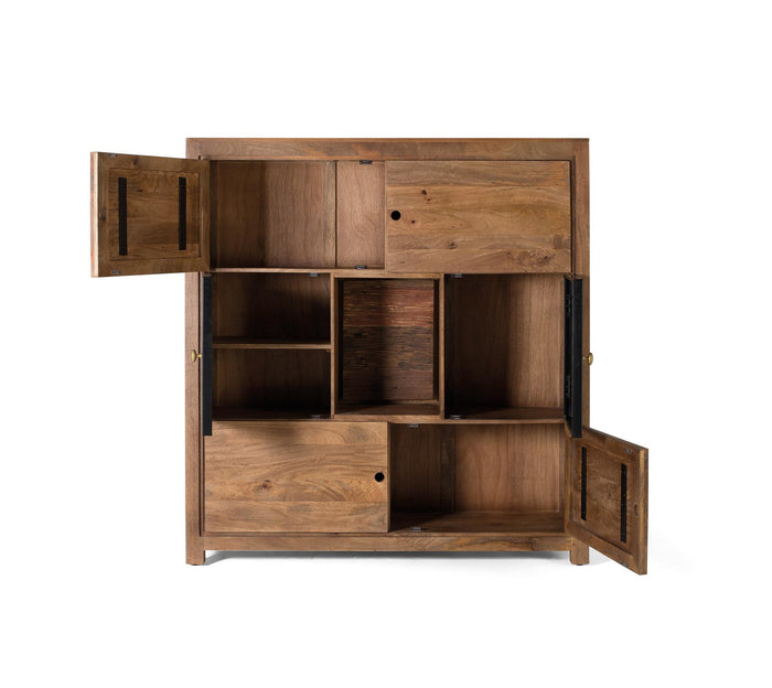 Credenza in legno di mango naturale e nero