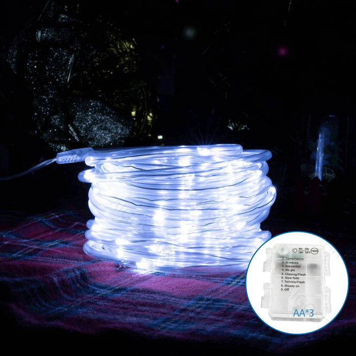 TUBO LUMINOSO CON BATTERIA 3AA BIANCO FREDDO 15 M