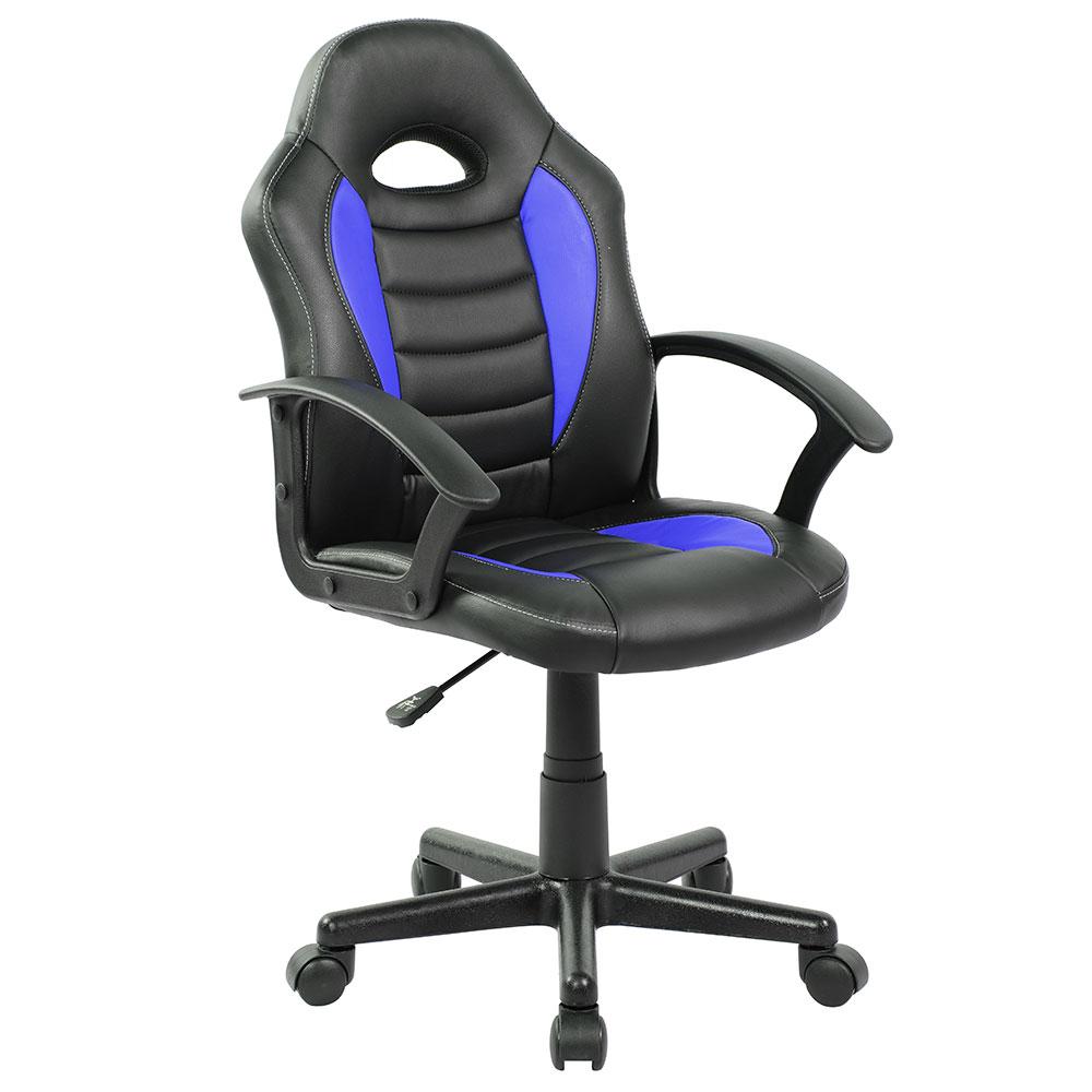 Sedia da Gaming Ergonomica per Bambini 55x56x99,5 cm in Similpelle Nero e Blu