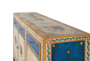 Credenza in massello di mango dipinta a mano