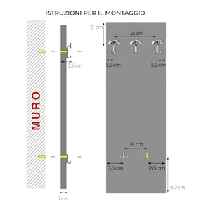 APPENDIABITI DA PARETE ALBERO ABBRACCIO MIX 46x125 CM