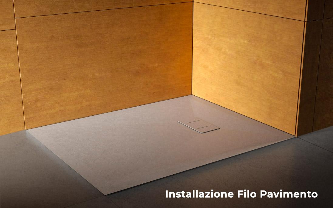 Piatto Doccia Effetto Pietra Filo Pavimento o Tradizionale Grigio 70x90 cm