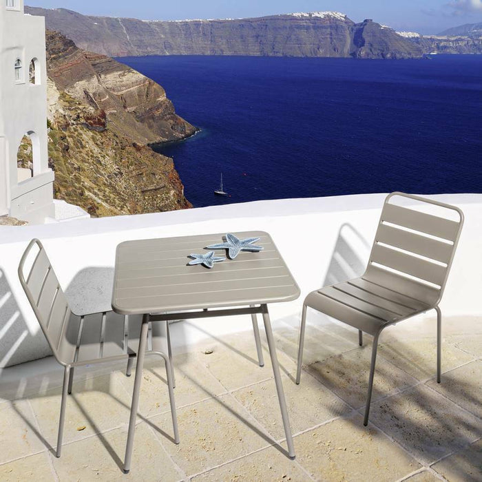 Set da Giardino in Acciaio Tavolino + 2 Sedie Esterno Balcone Bizzotto Grigio Colore Tavolo: Grigio chiaro