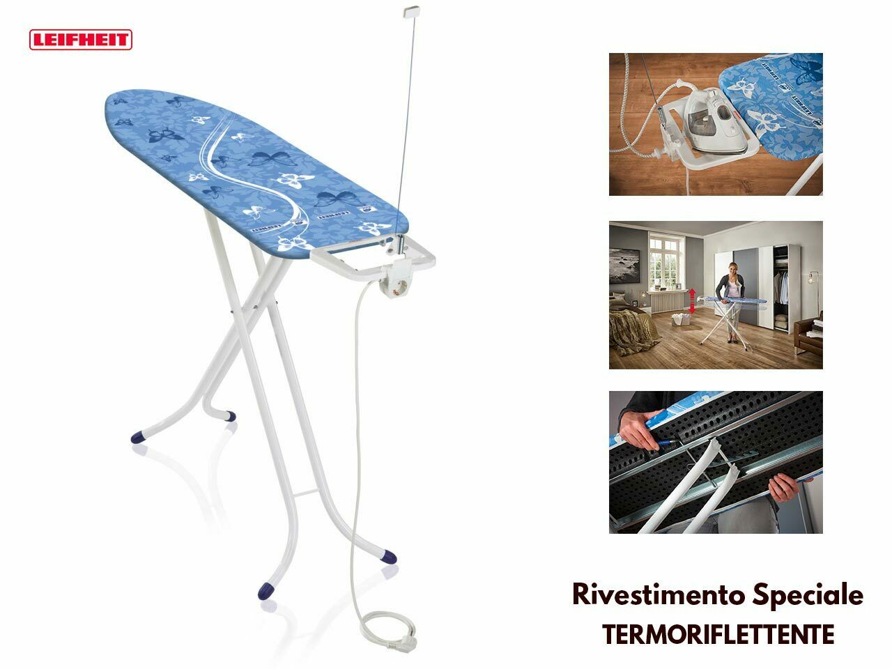 Asse da Stiro Rivestimento Speciale Riflette Vapore Air Board 120 cm Leifheit