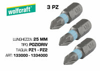 Wolfcraft Inserto Avvitatore Croce 25 mm Pozidriv Universale 1333000 1334000 Taglia: PZ 1