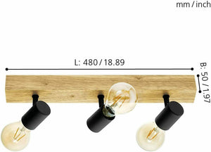 Faretto da Soffitto Plafoniera Legno 2 Lampadine Lampada Interno Townshend EGLO