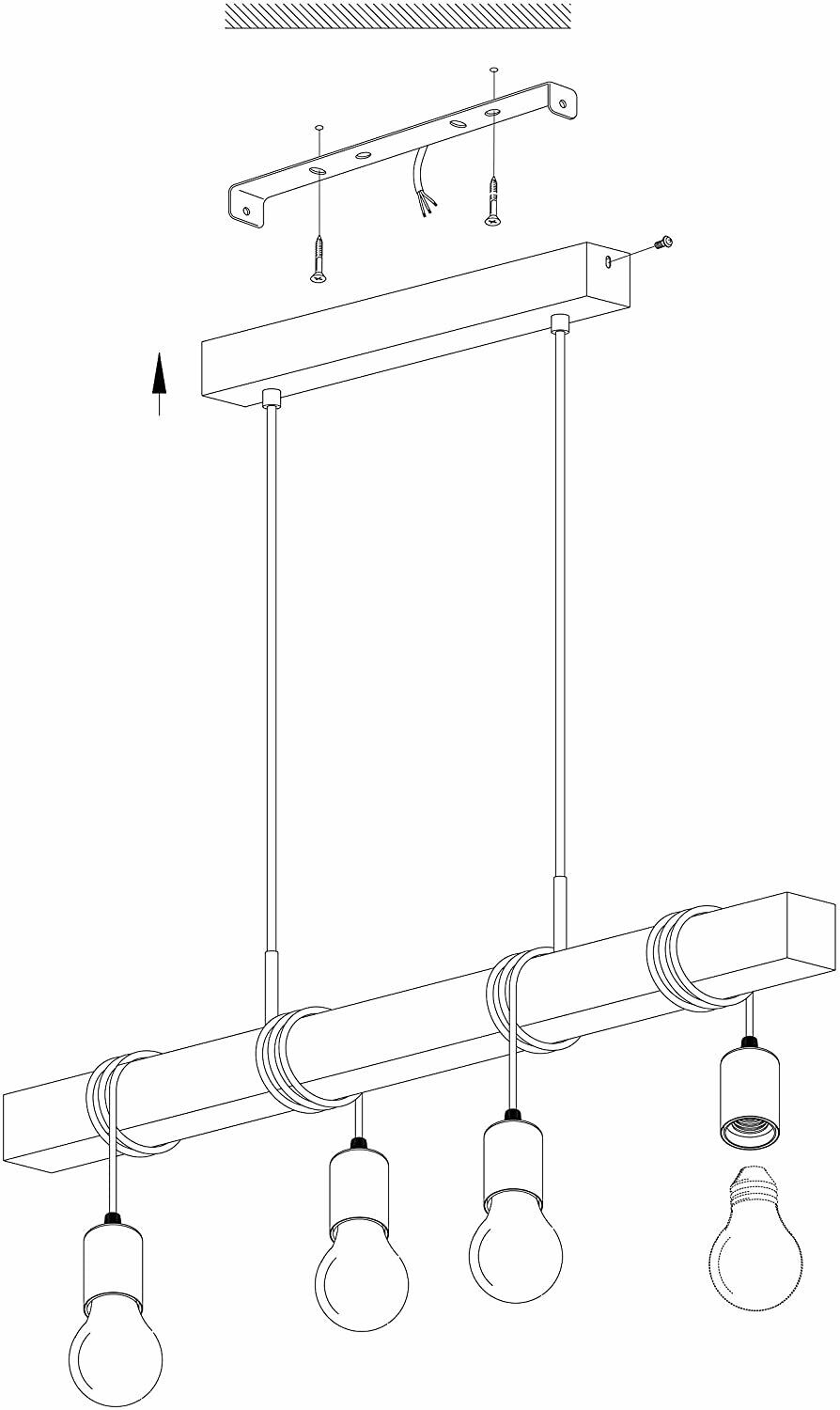 Lampadario Lampada a Sospensione Legno Bianco Interno Vintage Townshend Eglo