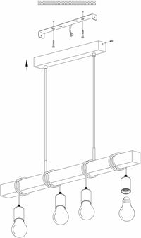 Lampadario Lampada a Sospensione Legno Bianco Interno Vintage Townshend Eglo