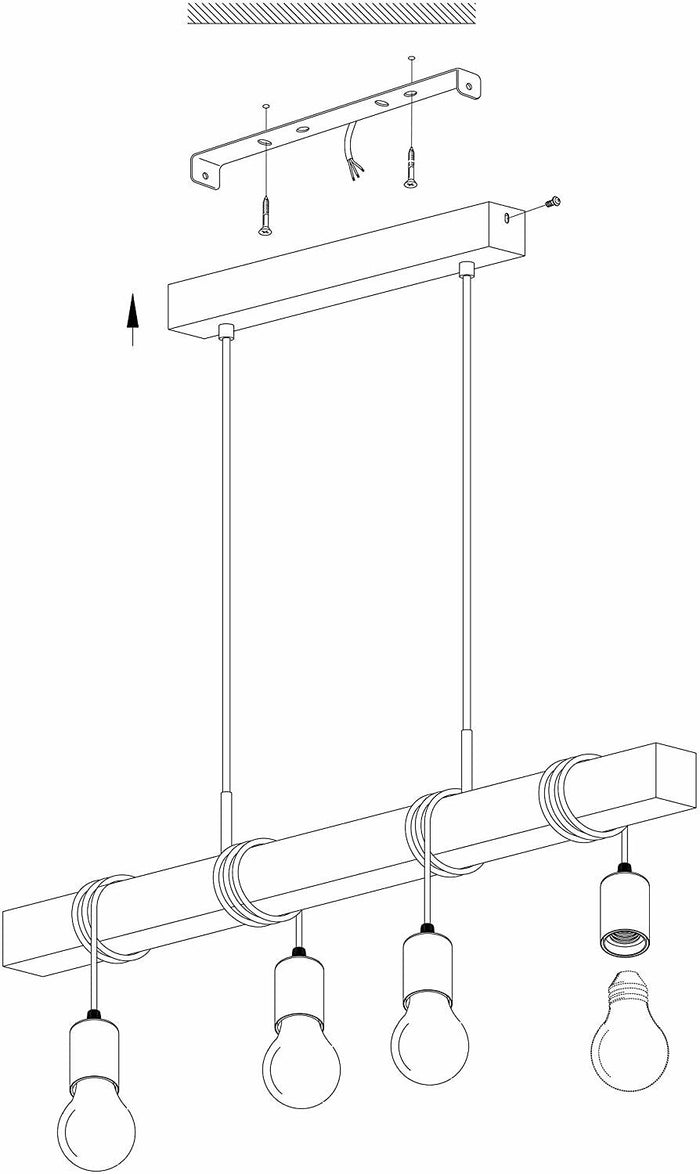 Lampadario Lampada a Sospensione Legno Bianco Interno Vintage Townshend Eglo