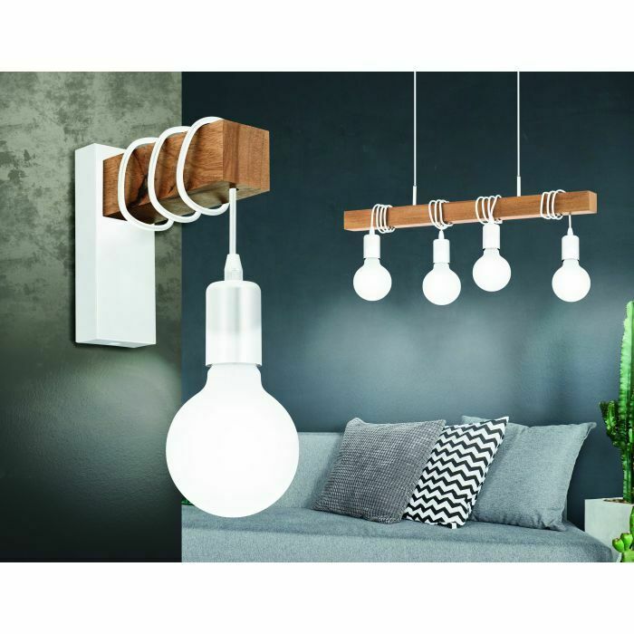 Lampadario Lampada a Sospensione Legno Bianco Interno Vintage Townshend Eglo