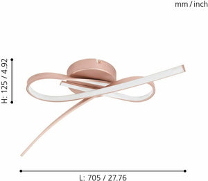 Lampadario Plafoniera Led Lampada Oro Rosa Interno Soffitto Palozza Plafone Eglo